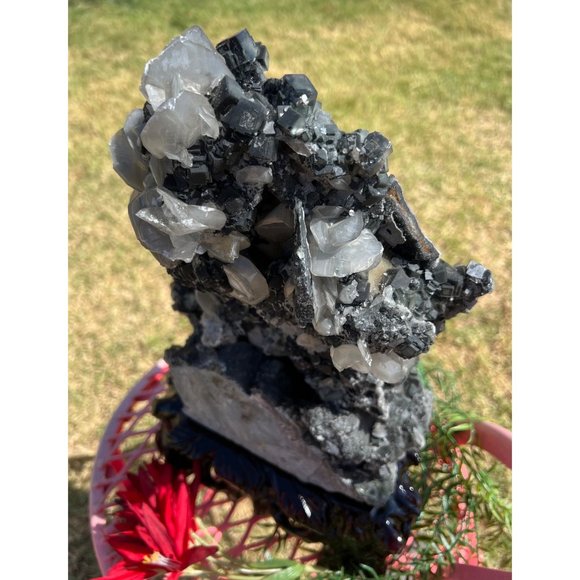 XL Sugar Fluorite Specimen w/Calcite - Picture 8 of 11